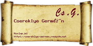 Csereklye Germán névjegykártya
